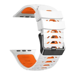 Silicone Activewear Watch Strap - Multi-Size Flexible Wristband for 49mm-46mm-45mm-44mm (White orange)