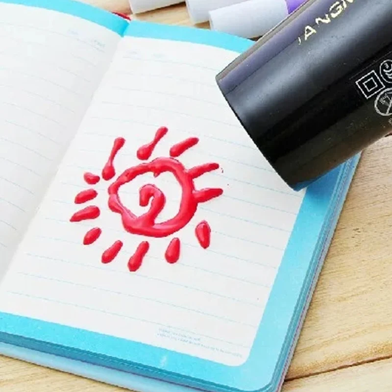Popcorn Paint Pens 6 Colors 3D Safe Decorating Art Drawing Tool for Greeting Birthday Cards Kids