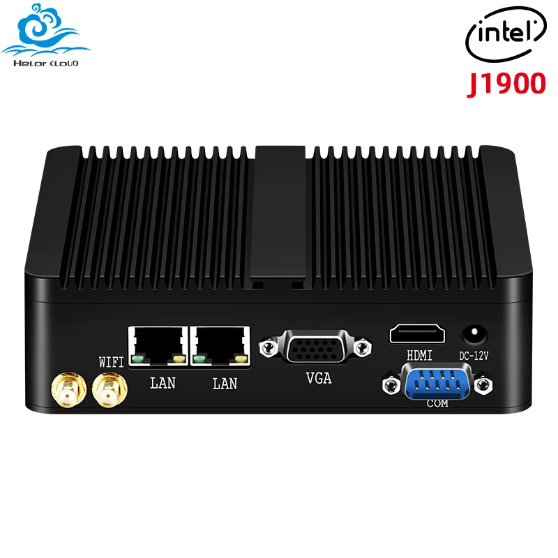Mini PC industrial sin ventilador Intel J1900 de cuatro núcleos, 2 Gigabit Ethernet, 4 USB, WIFI, Windows 10