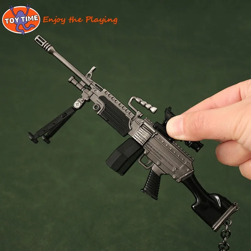 PUBG Weapon Related Products Medium Collection M249 Detachable Double Mirror Clip Light Machine Gun  Alloy Metal Toy 3