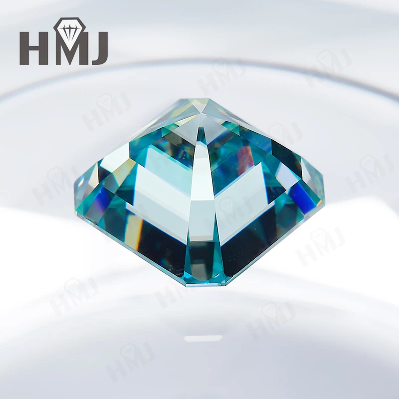 Mit GRA 0,5-10CT Loser Edelstein Asscher-Schliff Moissanit VVS1 D-Farbe/Grün/Leuchtend Blau/Champagner für DIY-Schmuckherstellung – Detail 8