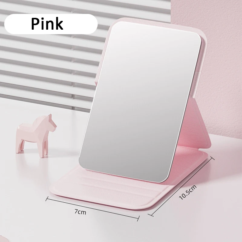 Woman MINI Folding Makeup Mirror High-quality Portable Pocket Makeup Mirror Single-side Creative Women Solid Color Handle Desk 6