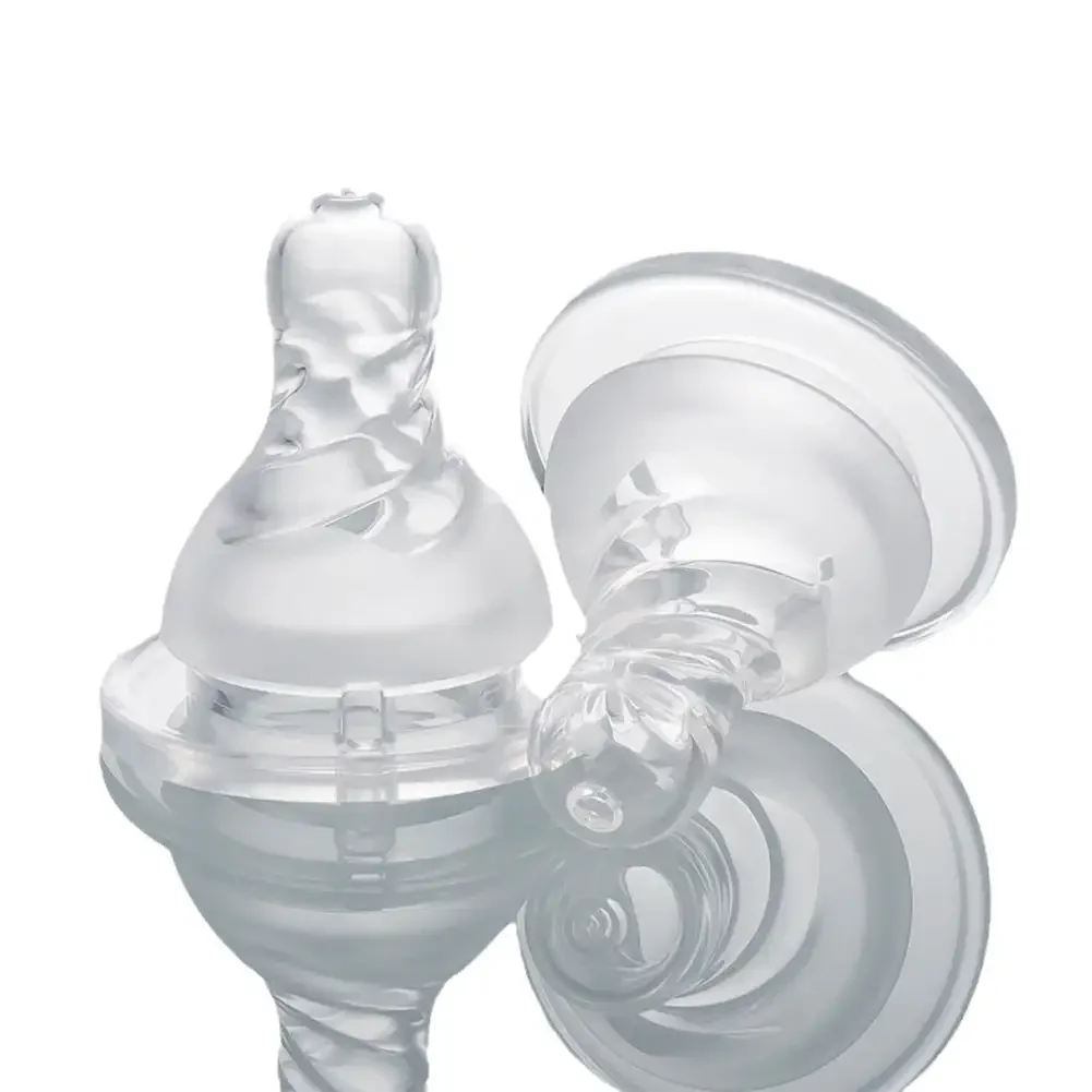 Silicone Pacifier Baby Wide Neck Soft Spiral Teat Nipple Circle Hole Cross Hole Care Bottles Natural Flow Nipples BPA Free
