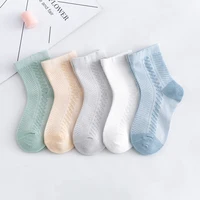 5 paires/lot de chaussettes pour enfants 0-12, chaussettes d'été en coton Jacquard pour bébé filles, maille mignon garçon chaussettes pour enfant en bas âge vêtements accessoires 2