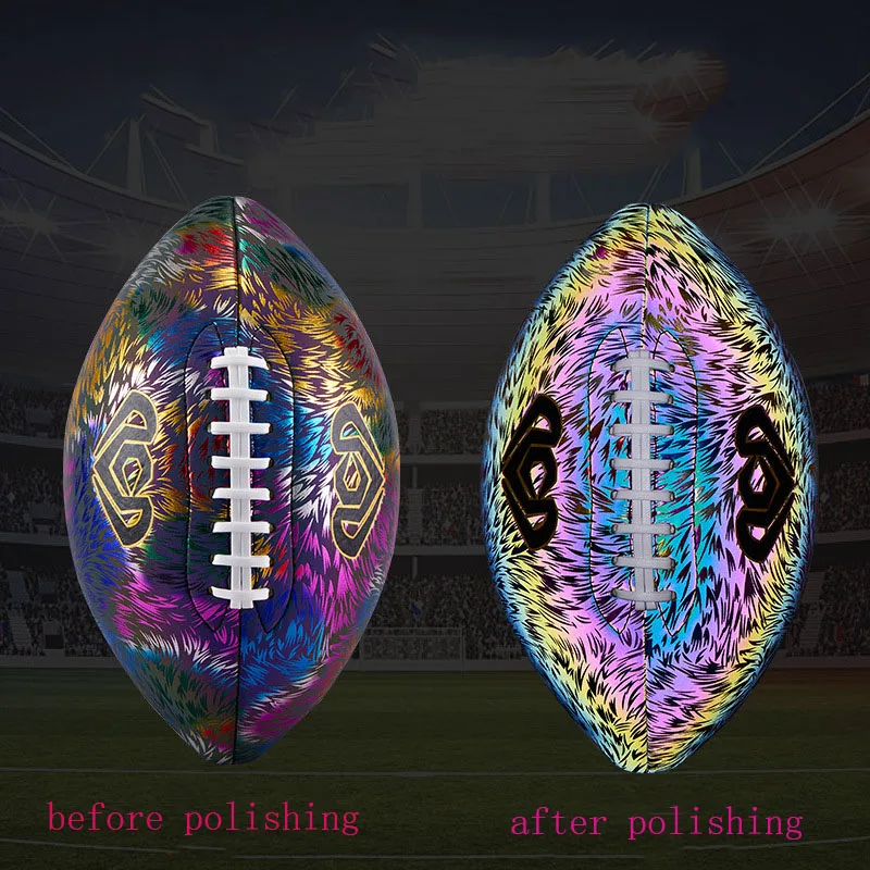 1 Pc Luminous Reflective Rugby PU Standard Match Training Ball No. 6 No. 9 American Football Ball view 3