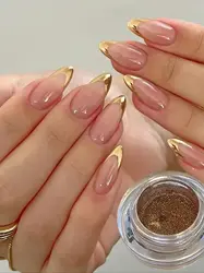 Retro Gold Nail Polish with DIY Nail Art Charm and Powder (01)