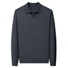 New Design Men's Sweater Polos 2024 Autumn Turn Down Collar Wool Blended Knit Shirts Long Sleeve  Jumper Pullover Knit Clothes 2