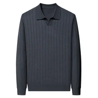 New Design Men's Sweater Polos 2024 Autumn Turn Down Collar Wool Blended Knit Shirts Long Sleeve  Jumper Pullover Knit Clothes 2