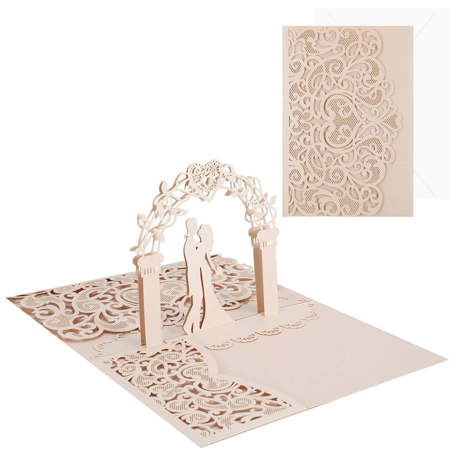 100/50pcs 3D Wedding Invitation Card Cover Couples Pop Up Wedding Laser Heart Engagement Party Invitations Shell AK-3D-1