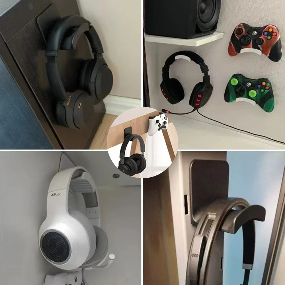 Universal Headphone Stand Adhensive Plastic Wall Mount Hanger Under Desk Headset Rack Holder Support for Gaming Earphone Bracket