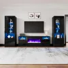 Fireplace Entertainment Center Set, Includes 70" Fireplace TV Stand & 2 LED Highgloss Bookcases, Modern Storage Cabinets 1