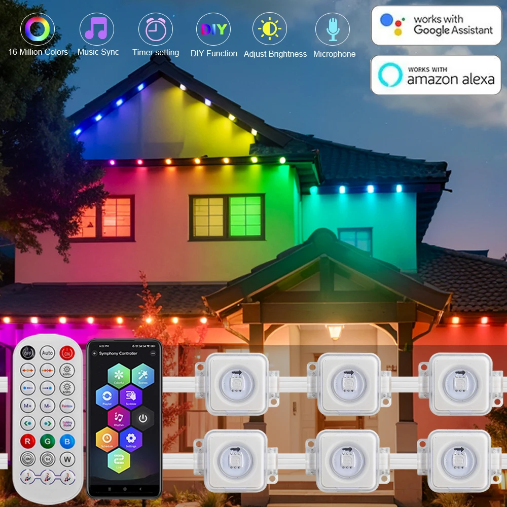 Outdoor-Eaves-LED-light-kit-16703IC-WS2812B-RGBIC-30-Pixels-Addressable ...