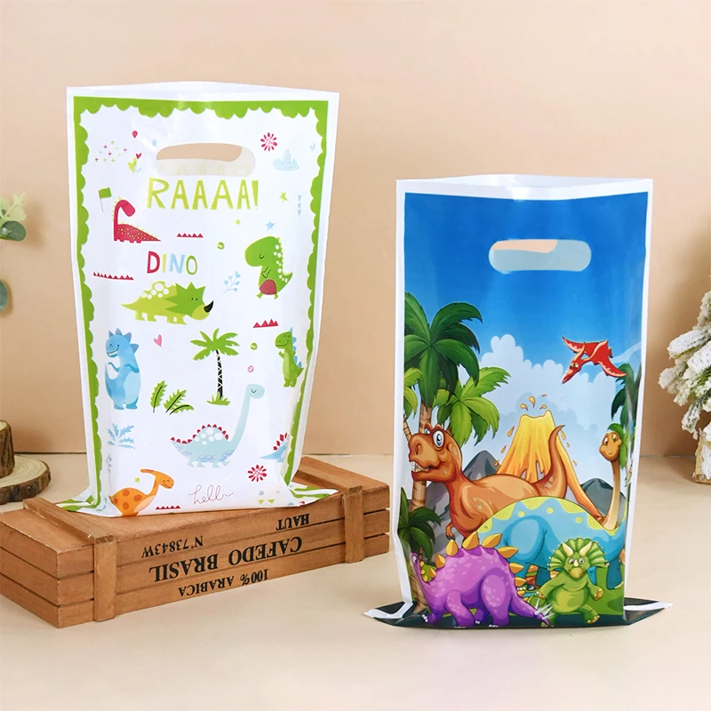 10/20/30pcs Dinosaur Gift Bag Kids Jungle Animal Birthday Party Decoration Supplies Plastic Candy Cookie Packaging Bag for guest