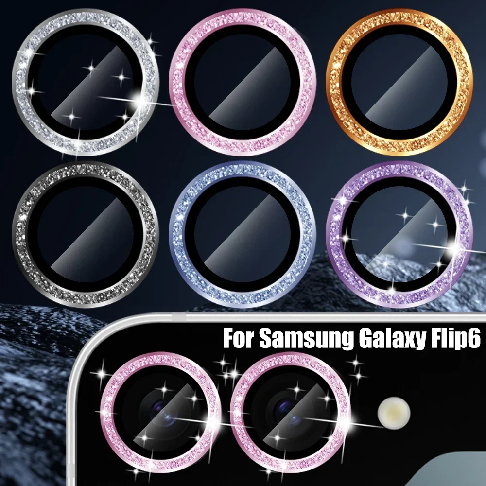 Premium Glitter Diamond Metal Lens Ring Protector - Back Camera Lens Tempered Glass