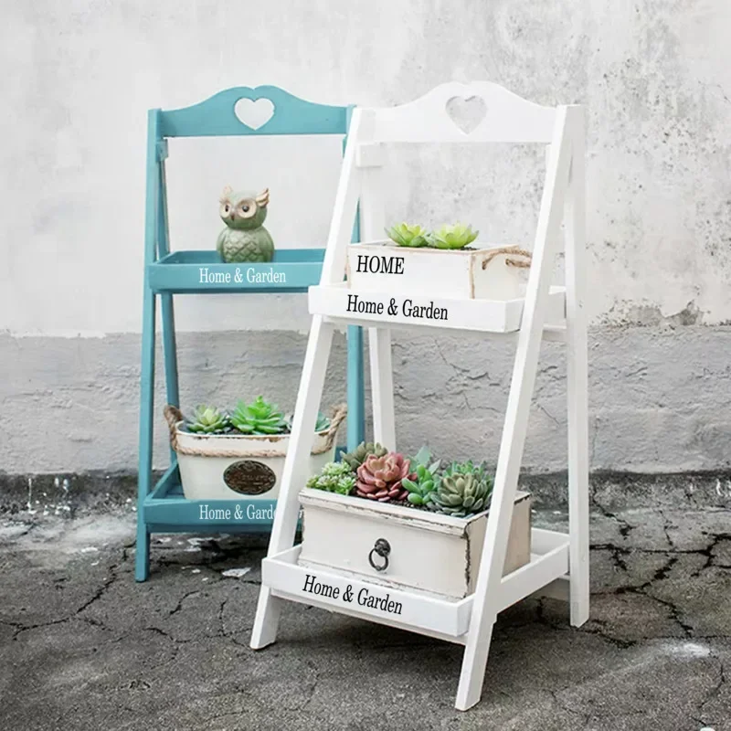 Garden Flower Shelf Balcony Decoration Plant Shelves Living Room Floor-to-ceiling Solid Wood Green Dill Window Flower Rack
