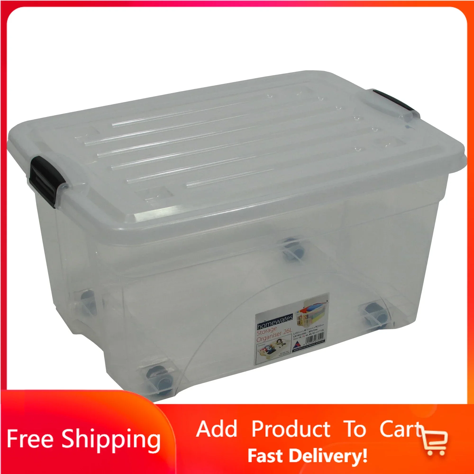 

6.75 Gallon Rolling Bin Storage Organizer Organizer Box Storage Containers Free Shipping