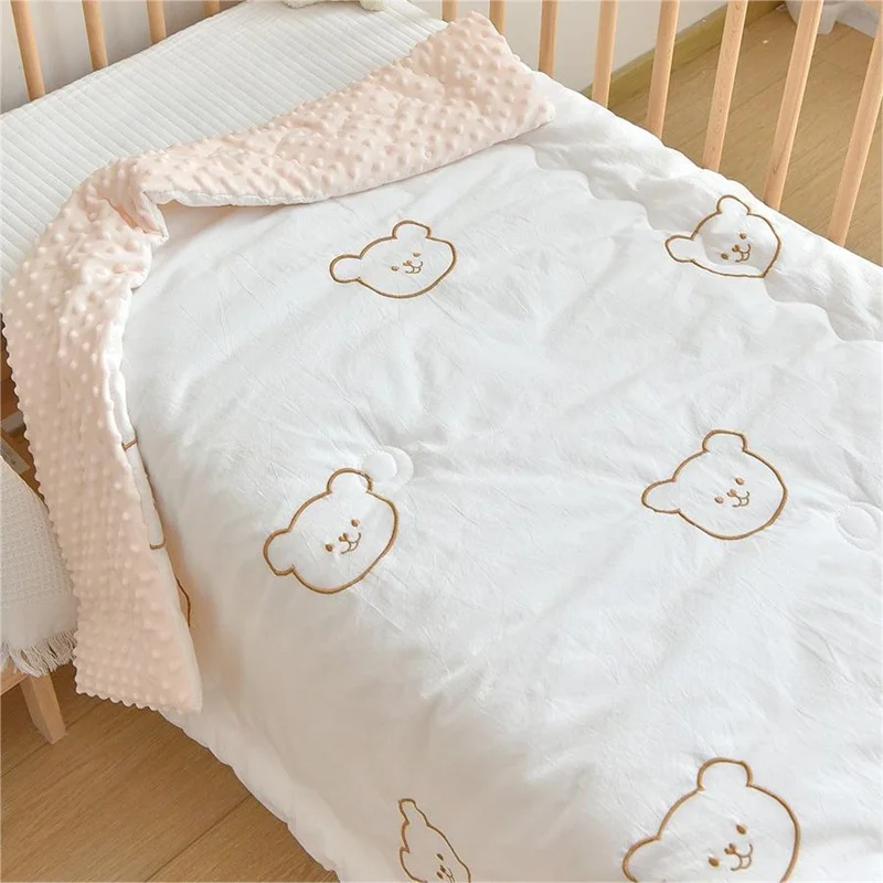 Dropshipping Baby Unisex Baby Plush Mink Blanket Winter Newborn Thermal Soft Fleece Swaddle Wrap Bedding Set Cotton Quilt