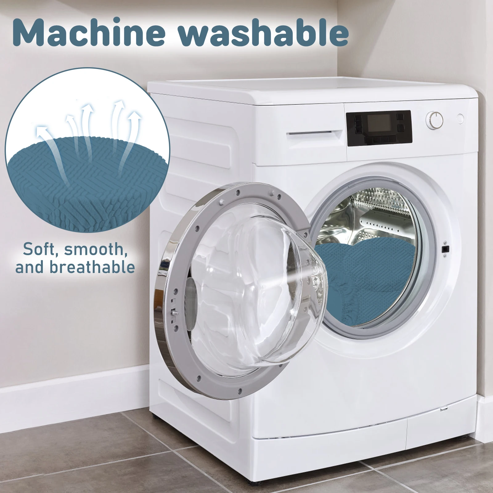 4Pcs Elastic Bar Stool Cover Polyester Round Seat Cover Breathable Single Chair Protective Cover for Home Cafe Office Restaurant