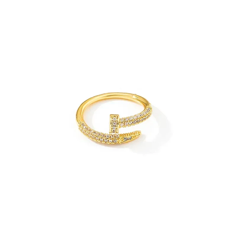 Women Adjustable Nail Ring Korean Fashion Punk Cubic Zirconia Ring Daily Simple Jewelry 5