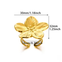 Elegant Stainless Steel Big Bloom Flower Rings For Women Gold Color Sun Starfish Open Ring Finger Jewelry Wedding Her Gift Punk - Image 6
