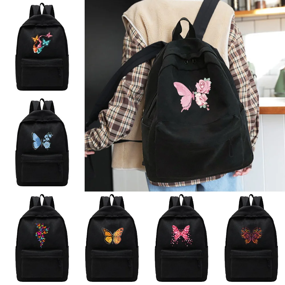 

Women's Backpack Multi-pocket Casual Portable Travel Bag Butterfly Pattern High Quality Schoolbag for Teenage Boy Book Knapsack