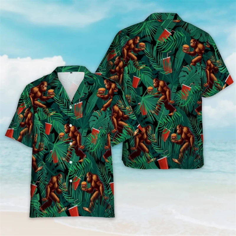 Hawaiian Burger Delicious 3D Printed Short Sleeve Shirts For Men Clothes Casual Hamburger Food Women Blouses Cute Beach Shirt 5