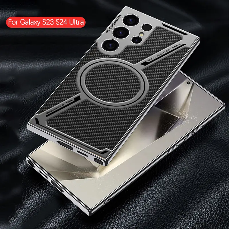 For Samsung Galaxy S26 S25 S24 S23 Ultra Luxury Plating Leather Magsafe Phone Case Magnetic Wireless Charging Shockproof Cover - Image 3