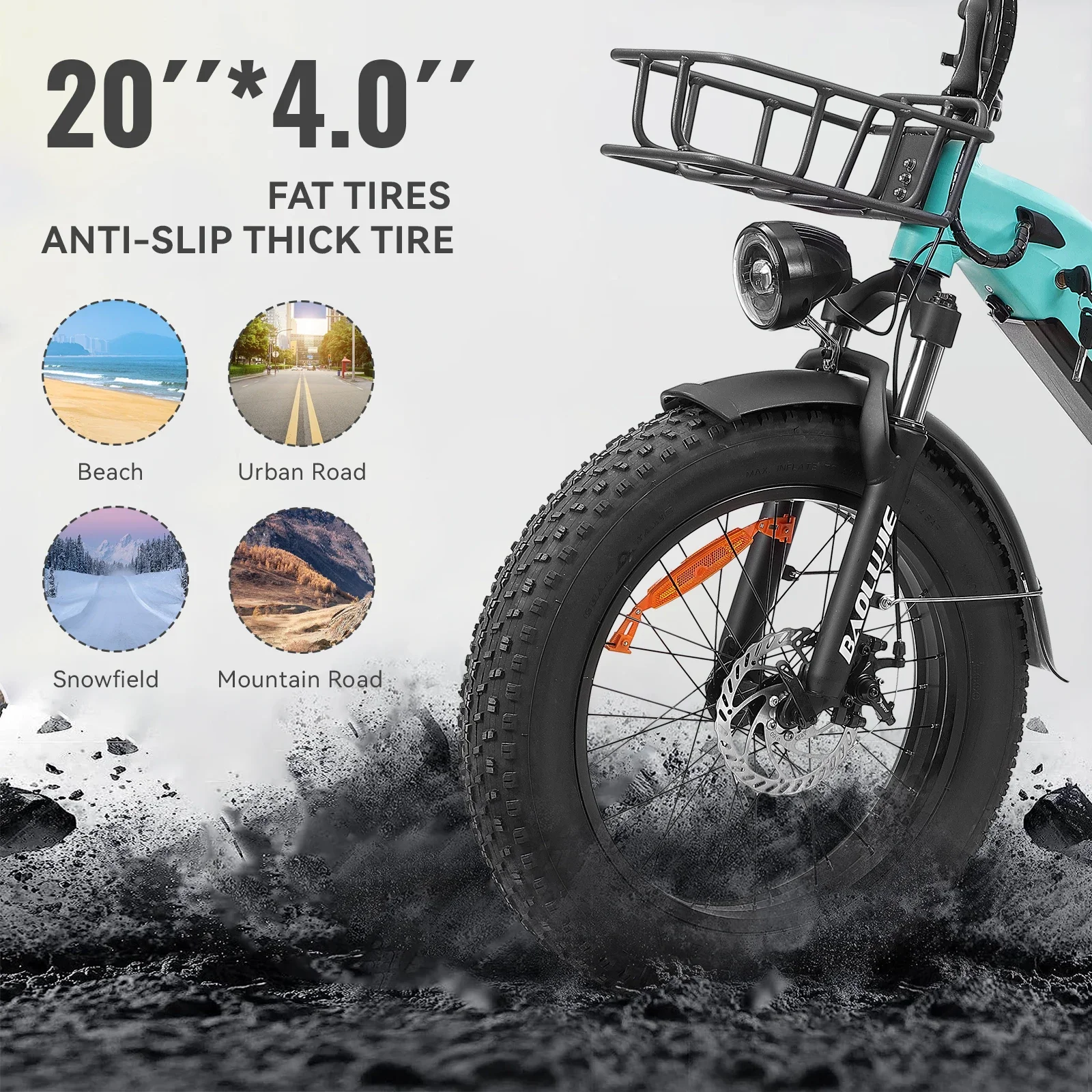 Off-road Snow Mountain Electric Bicycle 750W 12AH 20-inch aluminum alloy frame 35 km/h Baolujie BLJ-DP2003