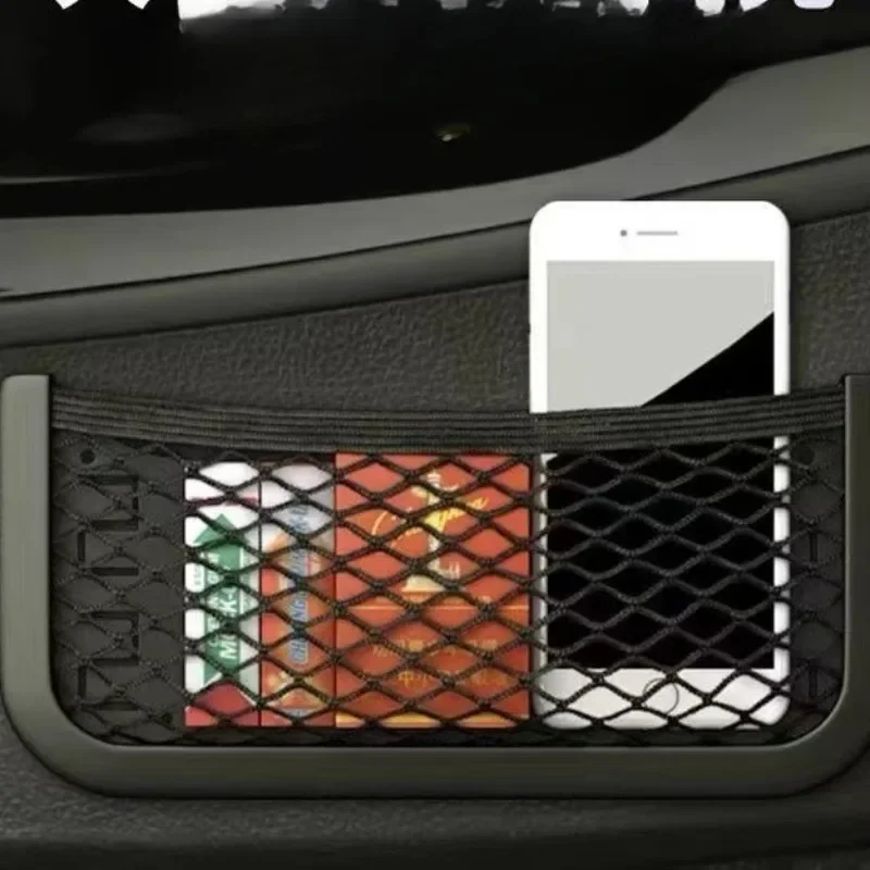 Car Storage Mesh Net — Phone Organizer Bag Holder Pocket For Vehicle (Black Oxford Cloth)