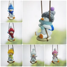 Super Cool Knit Cap Duck Car Pendant Rearview Mirror Decoration Fashion Scarf Swing Duck Anime Car Accessories Interior Ornament