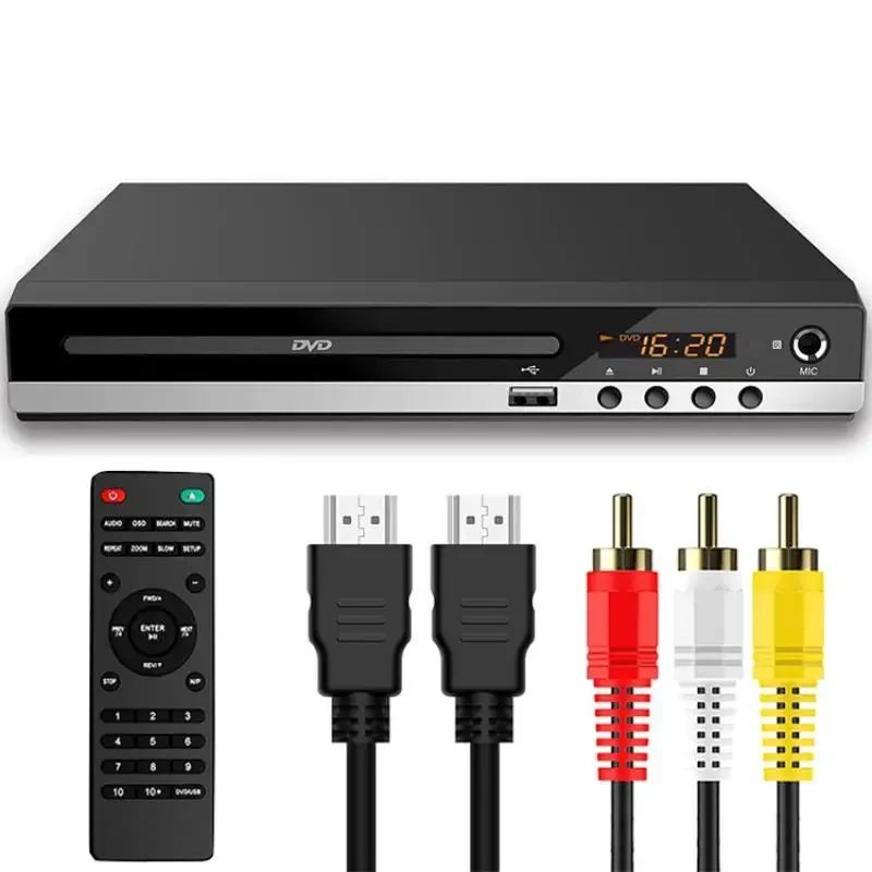DVD Player 1080P Home DVD Player Box For TV DVD229 HD CD-Discs AV-Output Built-in MIC-port