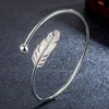 Feather Bangle Bracelet for Women Luxury Jewelry Rose Gold Silver Cuff Bangles 4