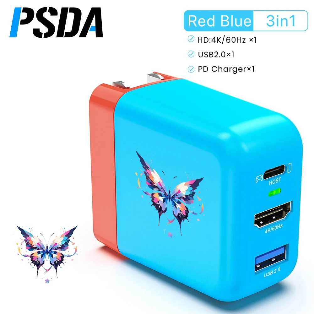 Psda 3D Gan 65W Caricabatterie Tv Docking Station Usb C A 4K 60Hz Hdmi Usb 2.0 Hub Per Nintendo Switch Gan Fast Charger