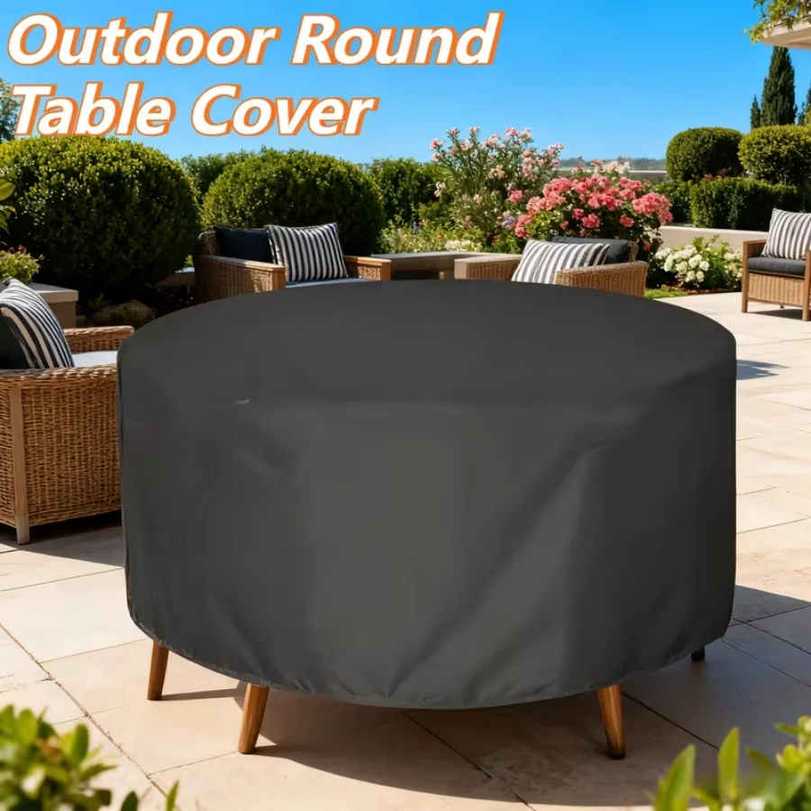 Waterproof Round Outdoor Furniture Protective Cover – Durable Oxford Fabric for Rain, Snow, and Dust Protection