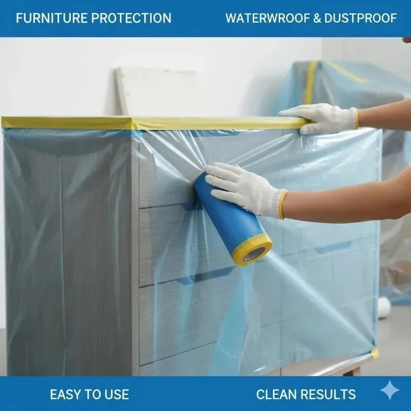 Car Dust Cover Large Painting Plastic Sheeting Disposable for Furniture Protection Tear Resistant Drop Cloth Car Detailing Film