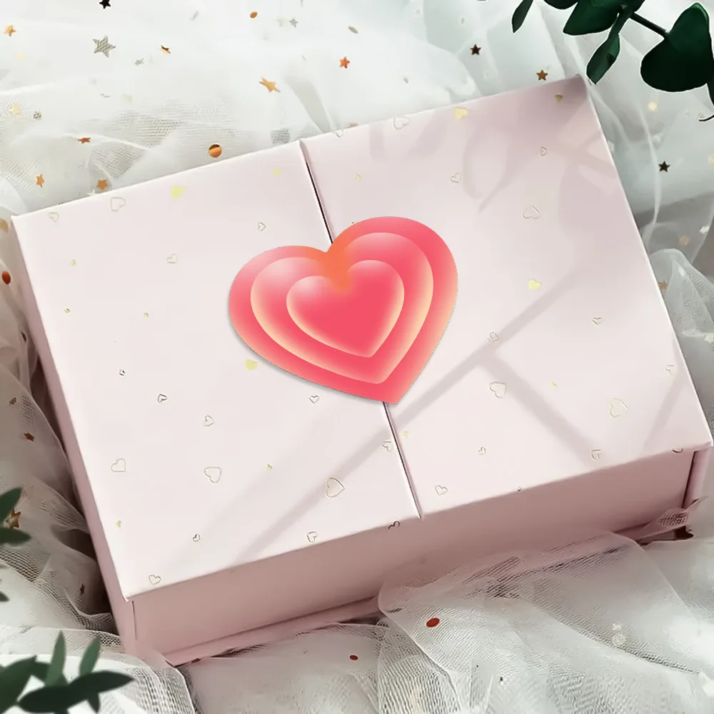 50-500 Labels Love Rainbow Sticker Heart Shape Scrapbooking Gift Packaging Party Wedding Valentine's Day Stationery Sticker
