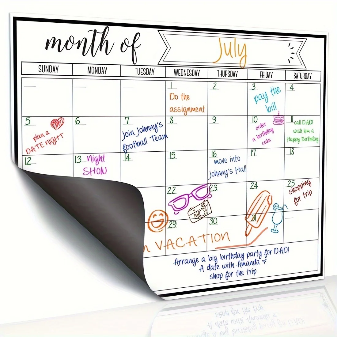 Magnetic Fridge Calendar magnetic fridge calendar Strong Magnetic Backing Smooth Dry Erase Surface Practical Durable Whiteboard