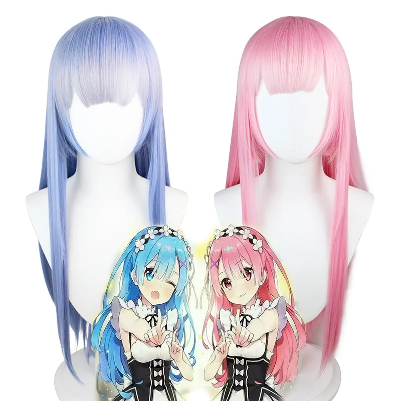 Ram/Rem wig Cosplay Rezero Kara Hajimeru Isekai Seikatsu Halloween