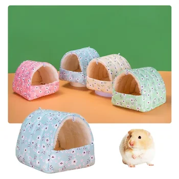 Pet Hamster Nest Soft Warm Mat Small Animal Sleeping Bed Winter Comfortable Plush Hamster Guinea Pig House Cave Pets Supplies