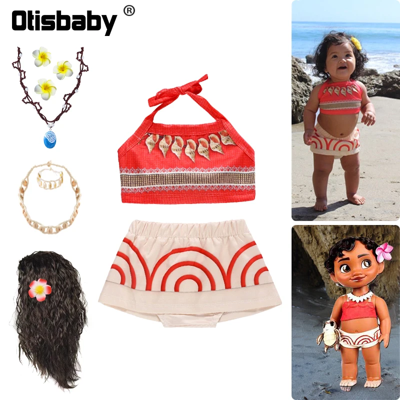 Kids Clothing Set Girls Clothing Set One Piece Halloween Vaiana Baby Girl Dress Fancy Infant Birthday Party Moana Princess Clothing Sets Fluffy Vintage Beach Dress