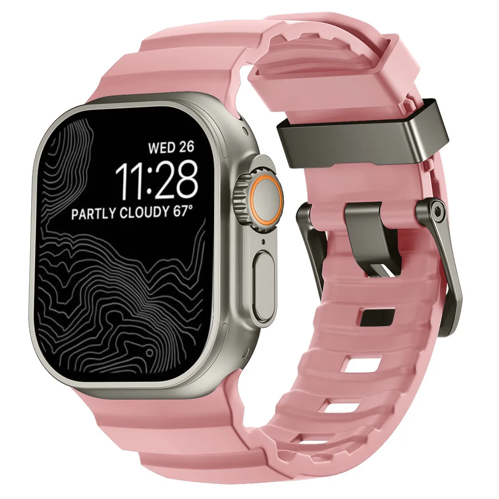 Luminous Sport Silicone & Titanium Metal Watch Band Bracelet