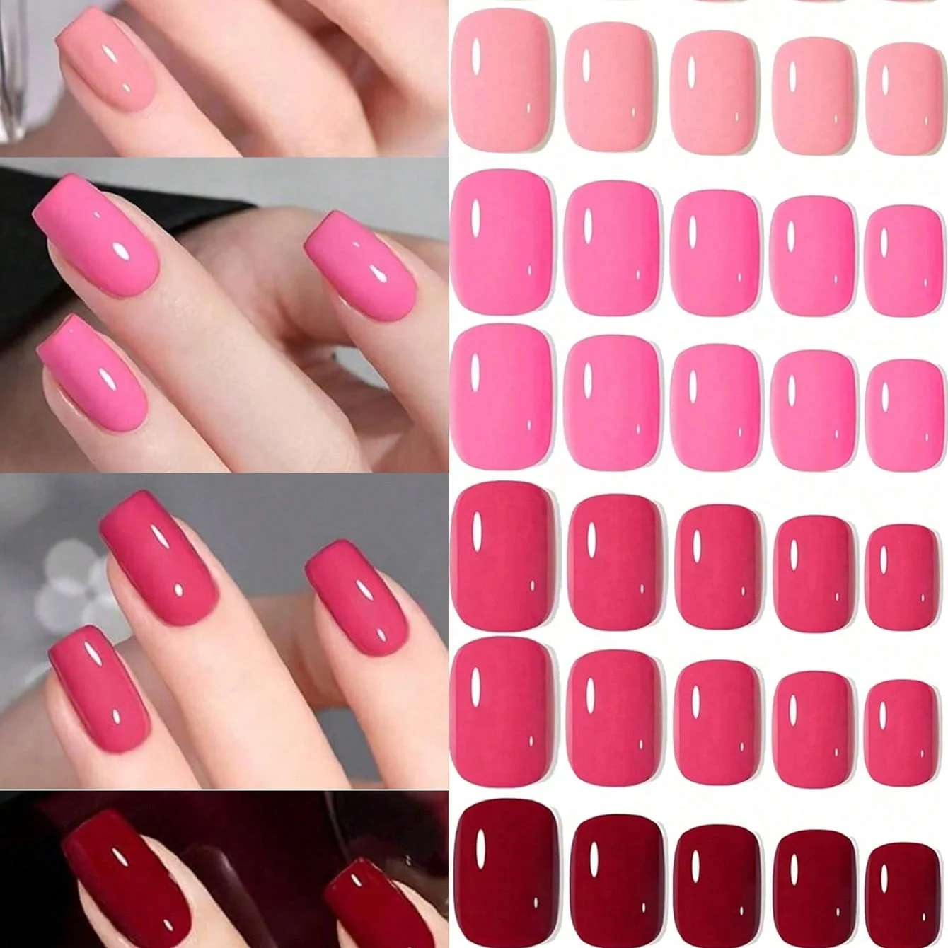 96PCS-Matte Style Pressed Medium Square Solid Color Nail Acryl Fake Nail Coffin Acryl Nail – Detail 3