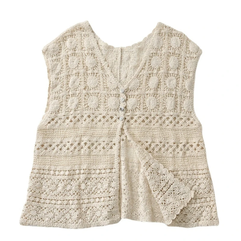 

Sweet Crochet Vest Cardigan Sleeveless Seaside Knitted Pattern Top