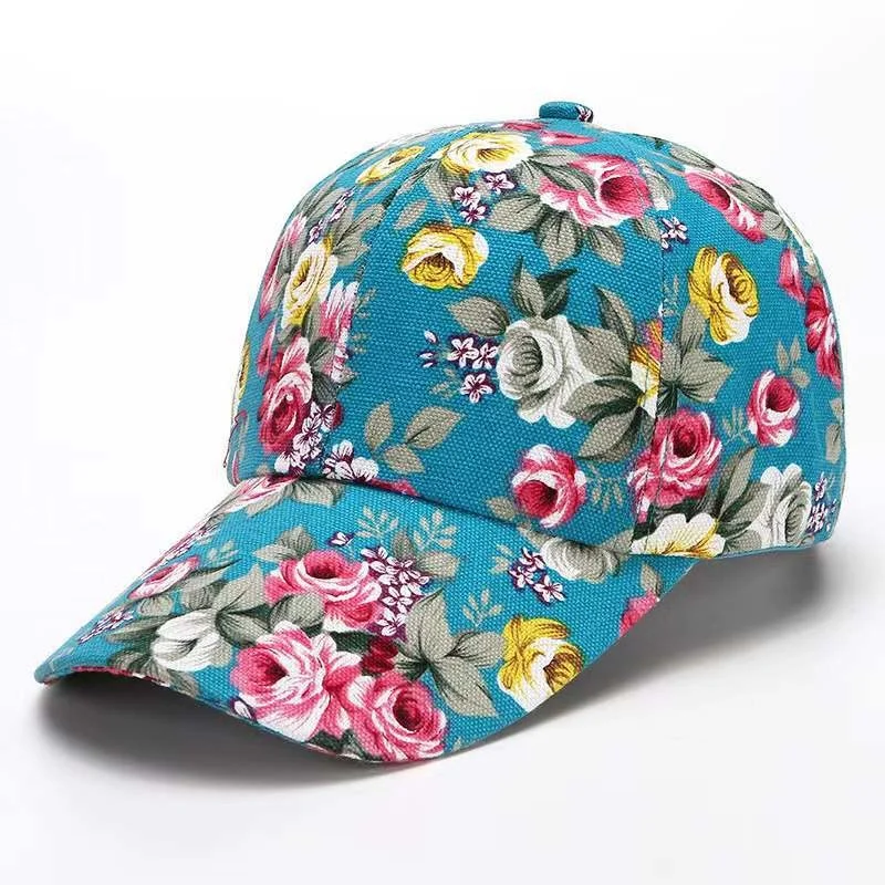 Floral Fashion Sun Hats Flower Baseball Caps Women Elegant Visors Cap Garden Party Leisure Casquette Hip Hop Snapback Hat Trendy