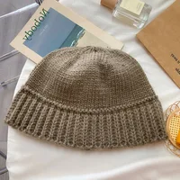 Wool Knit Buket Hat Soft Warm Fisherman Beanie Cap Slouchy Winter Crochet Knitted Skull Hat for Women Autumn Wool Hat 5