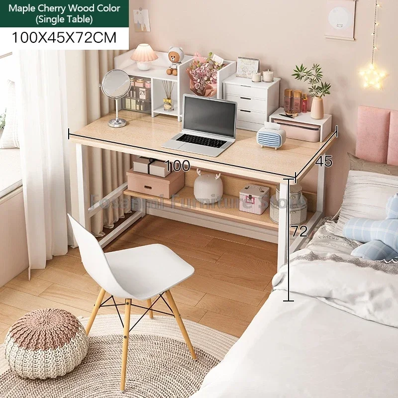 Table d'étude robuste pour étudiants, bureau large, coins arrondis, bureau d'ordinateur avec couche de rangement, bureau de jeu Simple pour la maison