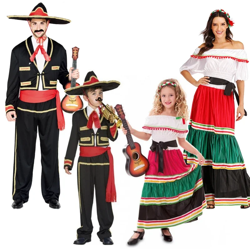 

Костюм на Хэллоуин, Мексиканский костюм, традиционный костюм сенориты для взрослых, мужской макадор, косплей, детский мексиканский маскарадный костюм, косплей