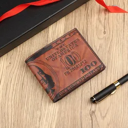 Men's Leather Wallet with 100 Dollar Design - Fashionable Large Capacity Card Holder and Purse (Coffee)