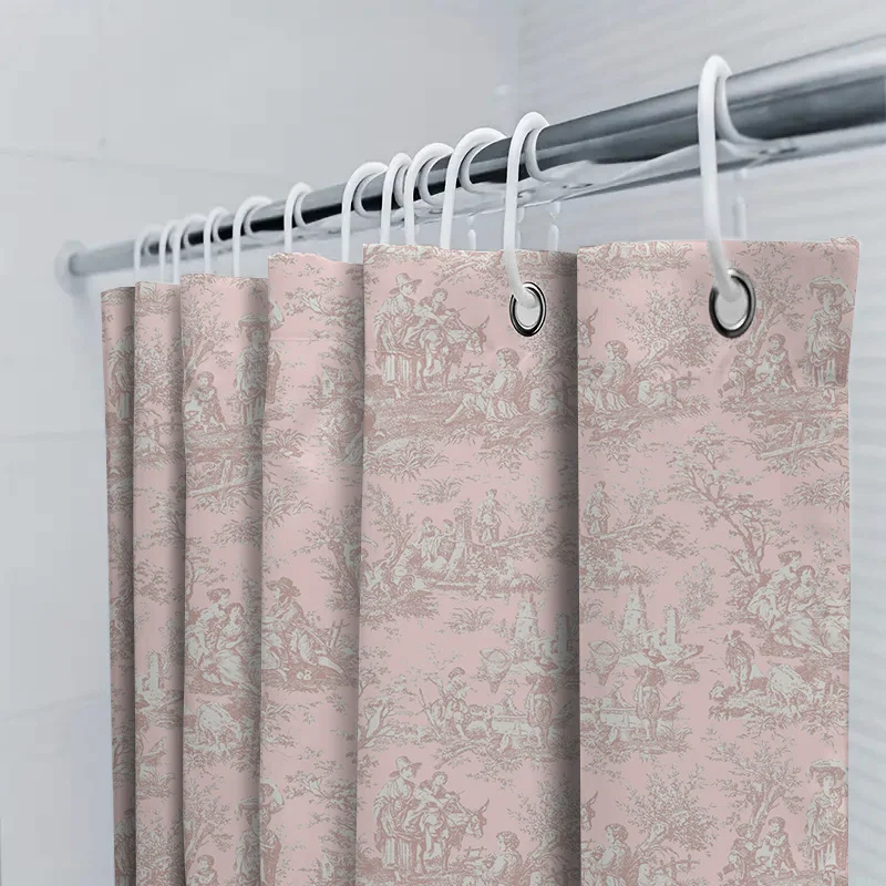 Tenda Da Doccia Con Rose Floreale Rosa – Tessuto Impermeabile 183x183 Cm – Set Con 12 Ganci - 2