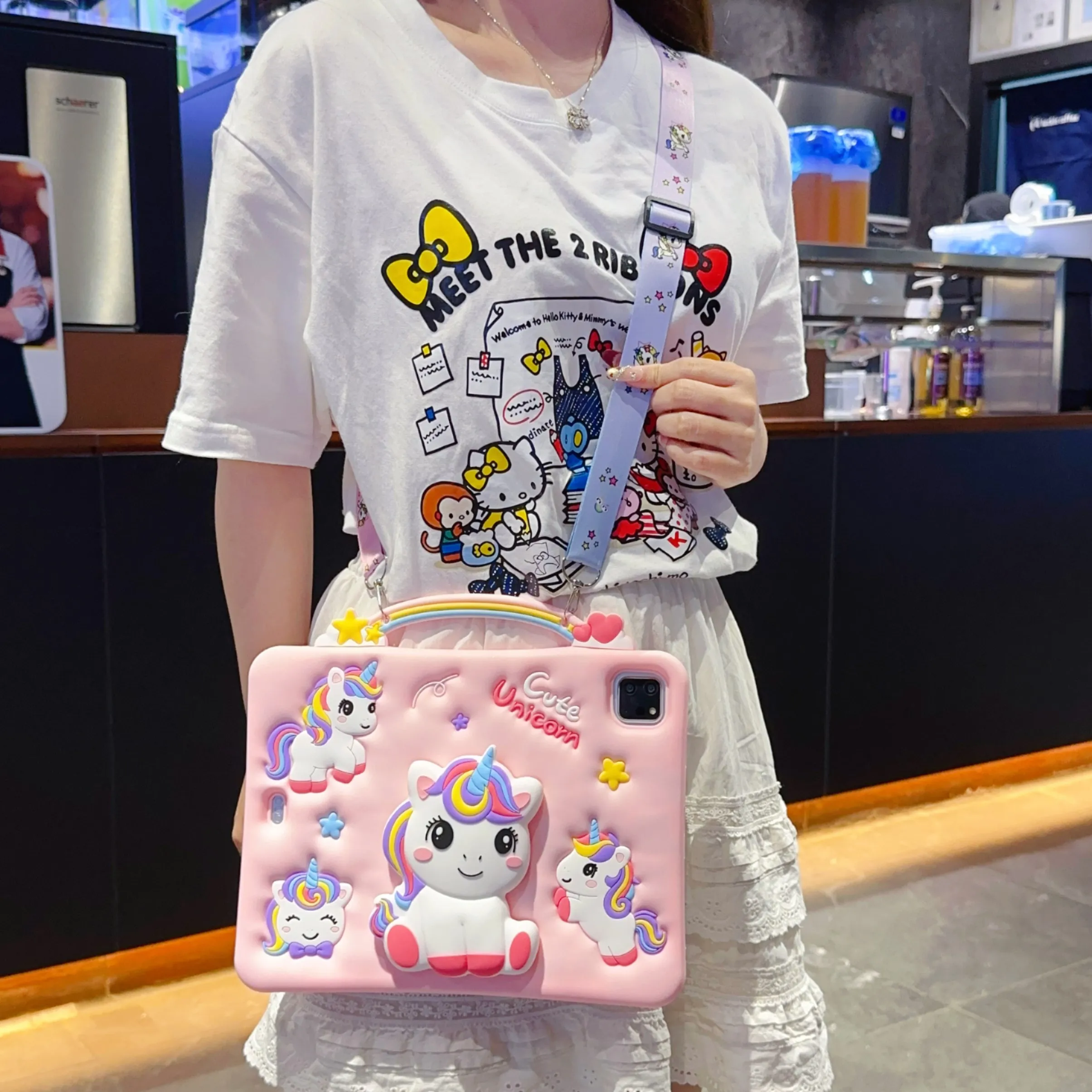 3D Cartoon Unicorn Soft Silicone Tablet Case with Bracket